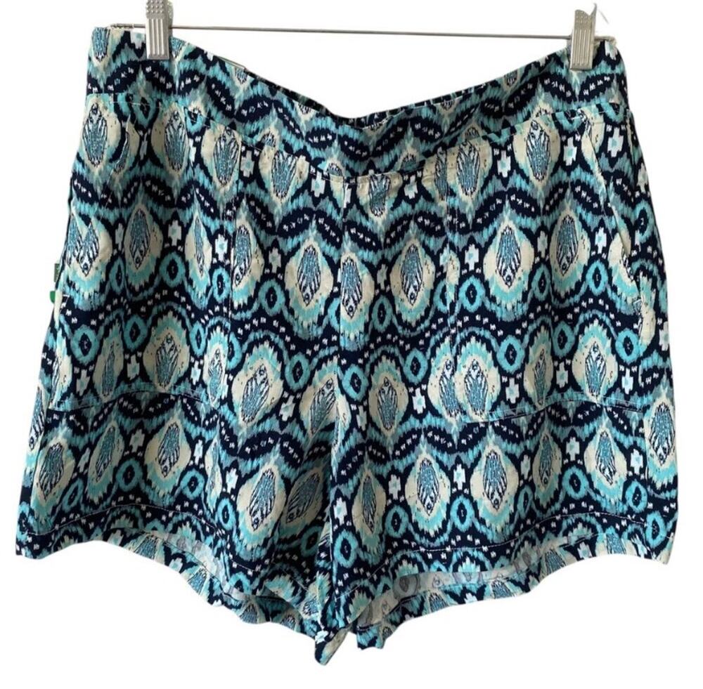 WILDFOX NWOT Argyle Tribal Print Flowy Bohemian Shorts Size Small Teal Blue